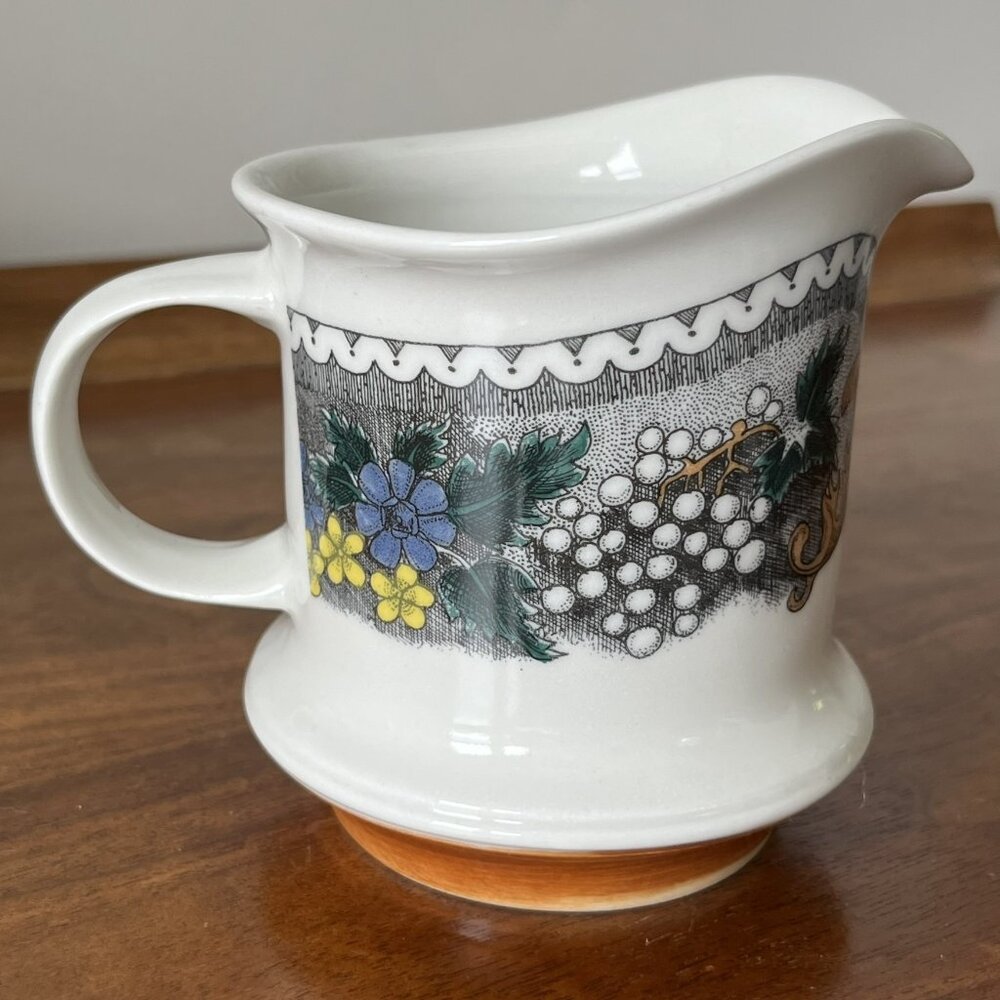 Goebel "Burgund" Creamer Vintage W. Germany Oeslauer Manufaktur Floral Blue Gray